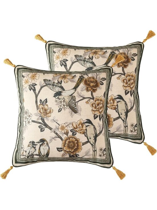 Other - Set of 2 Vintage Linen Square Throw Pillow Covers, 18"x18", Home Decor Accent
